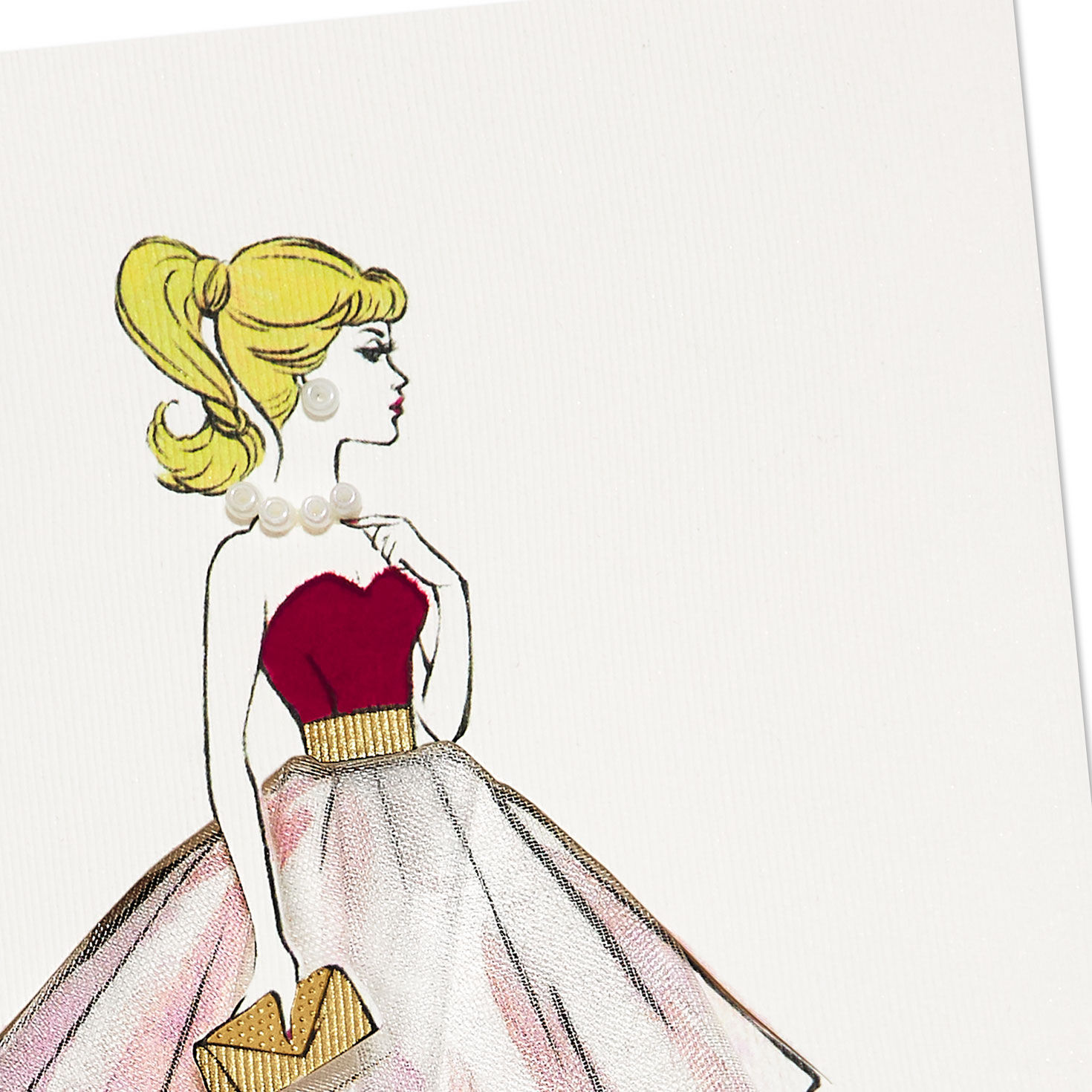 Blonde Barbie Retro Dress Birthday Card for Her Card Front Detail image number 4