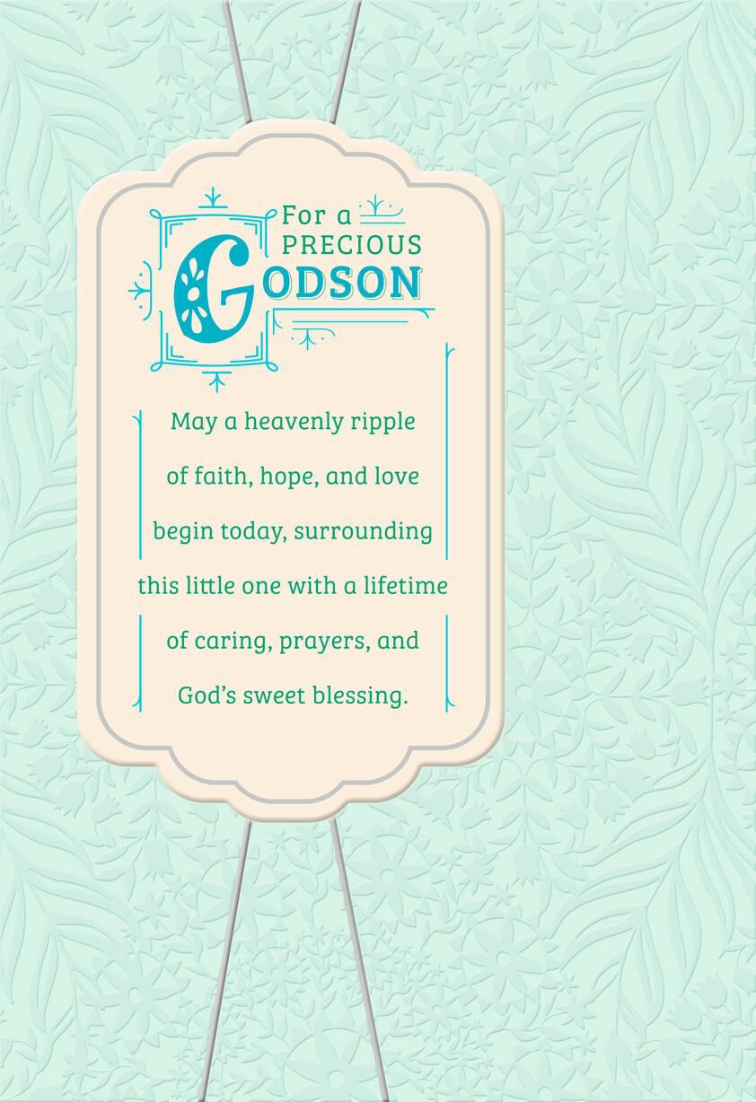 Blue Banner Godson Baptism Card