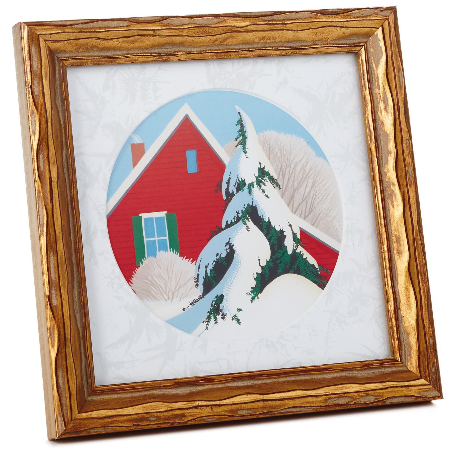 Red House Winter Scene Framed Art Wall Decor Hallmark