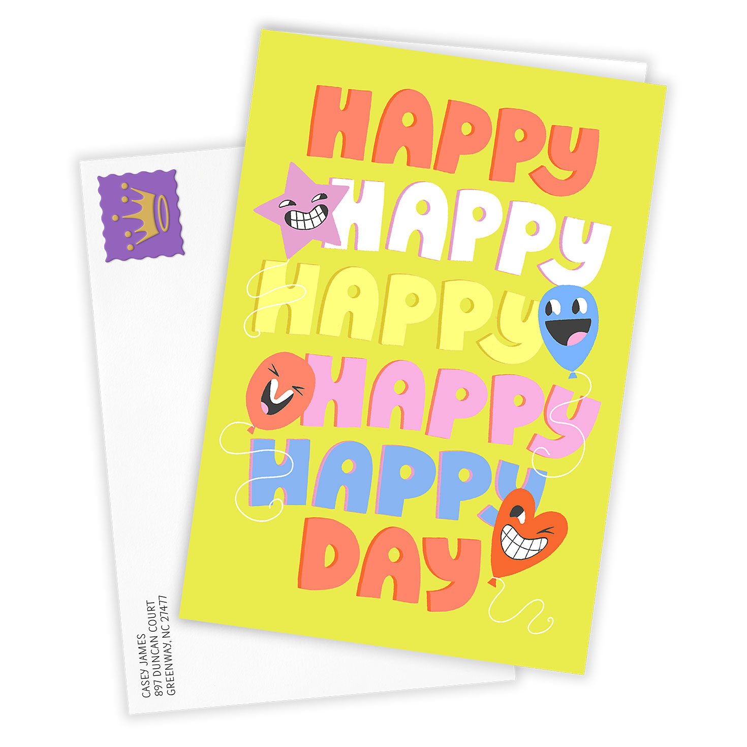 Happy Day With Balloons Personalized Congrats Card Card Front with Envelope image number 2