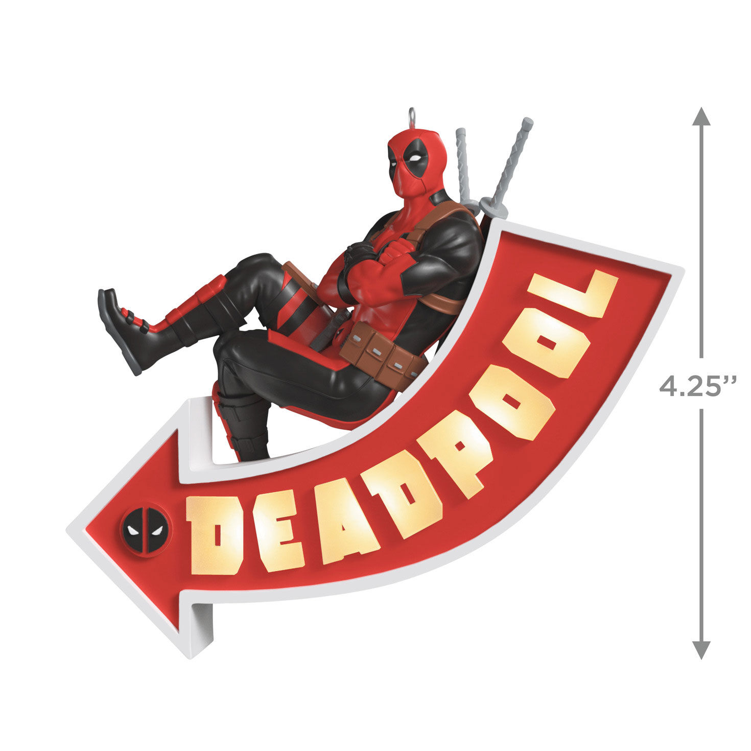 Deadpool on Sign Keepsake Ornament measurement image number 3