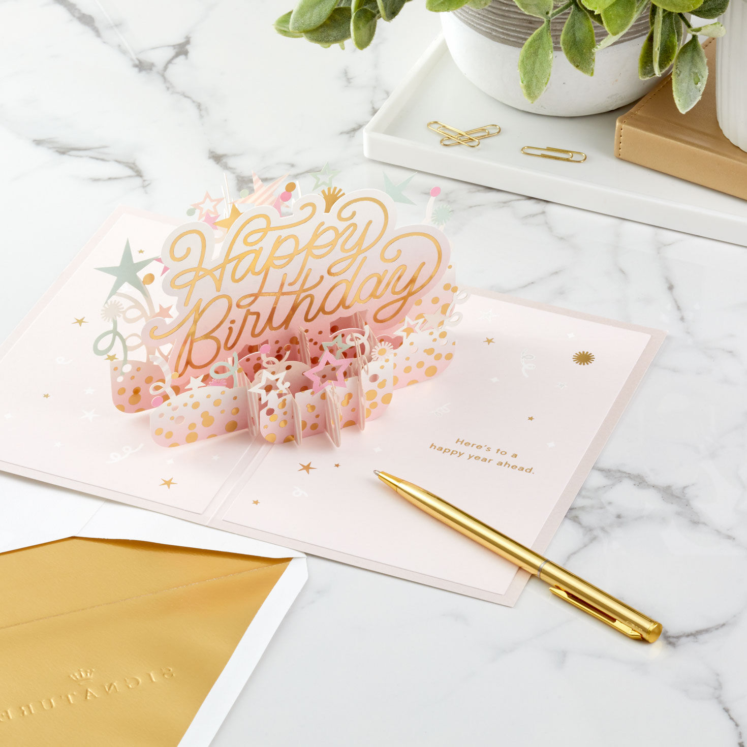 Here's to a Happy Year Ahead 3D Pop-Up Birthday Card for only USD 12.99 | Hallmark