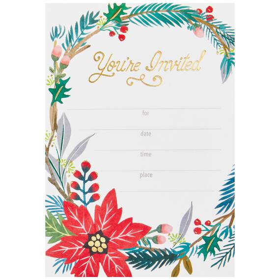 Winter Floral Holiday Party Invitations, Pack of 10, , large image number 1