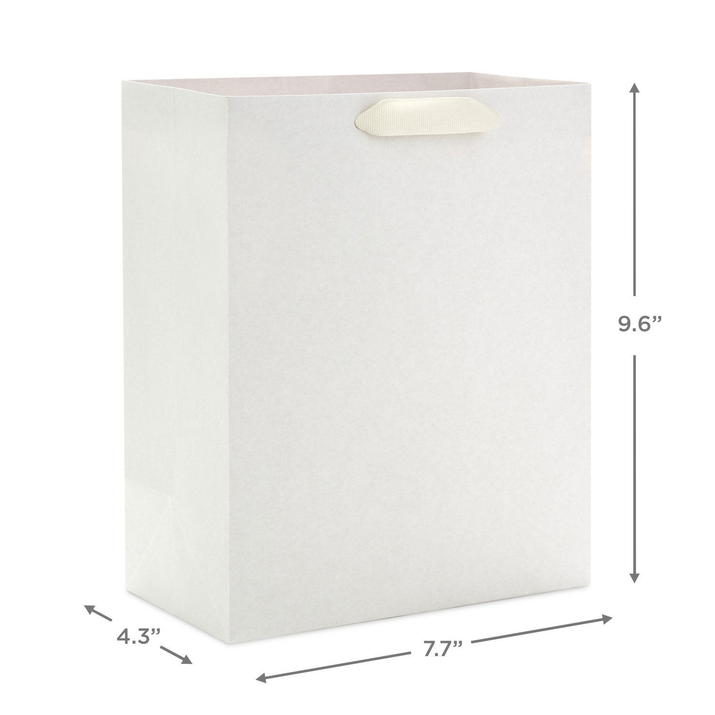 9.6" Solid White Medium Gift Bag, White, large image number 3