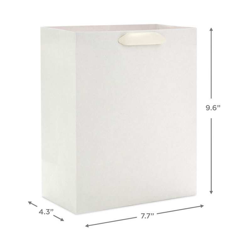 9.6" Solid White Medium Gift Bag, White, large image number 3