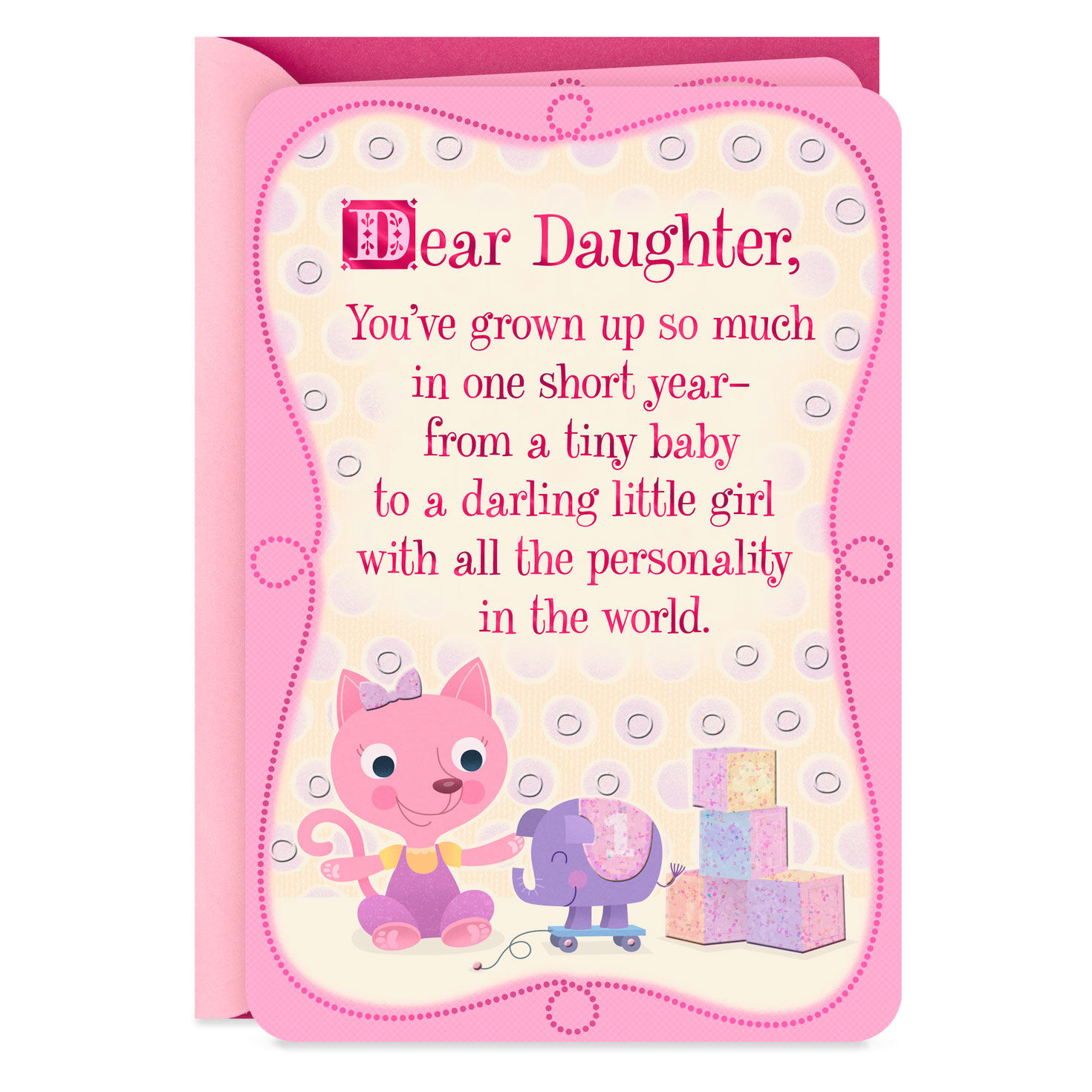 pink kitten 1st birthday card for daughter pink birthday cards