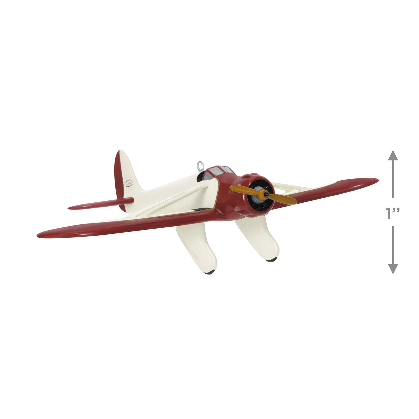 Red and White Airplane Keepsake Ornament measurement image number 3