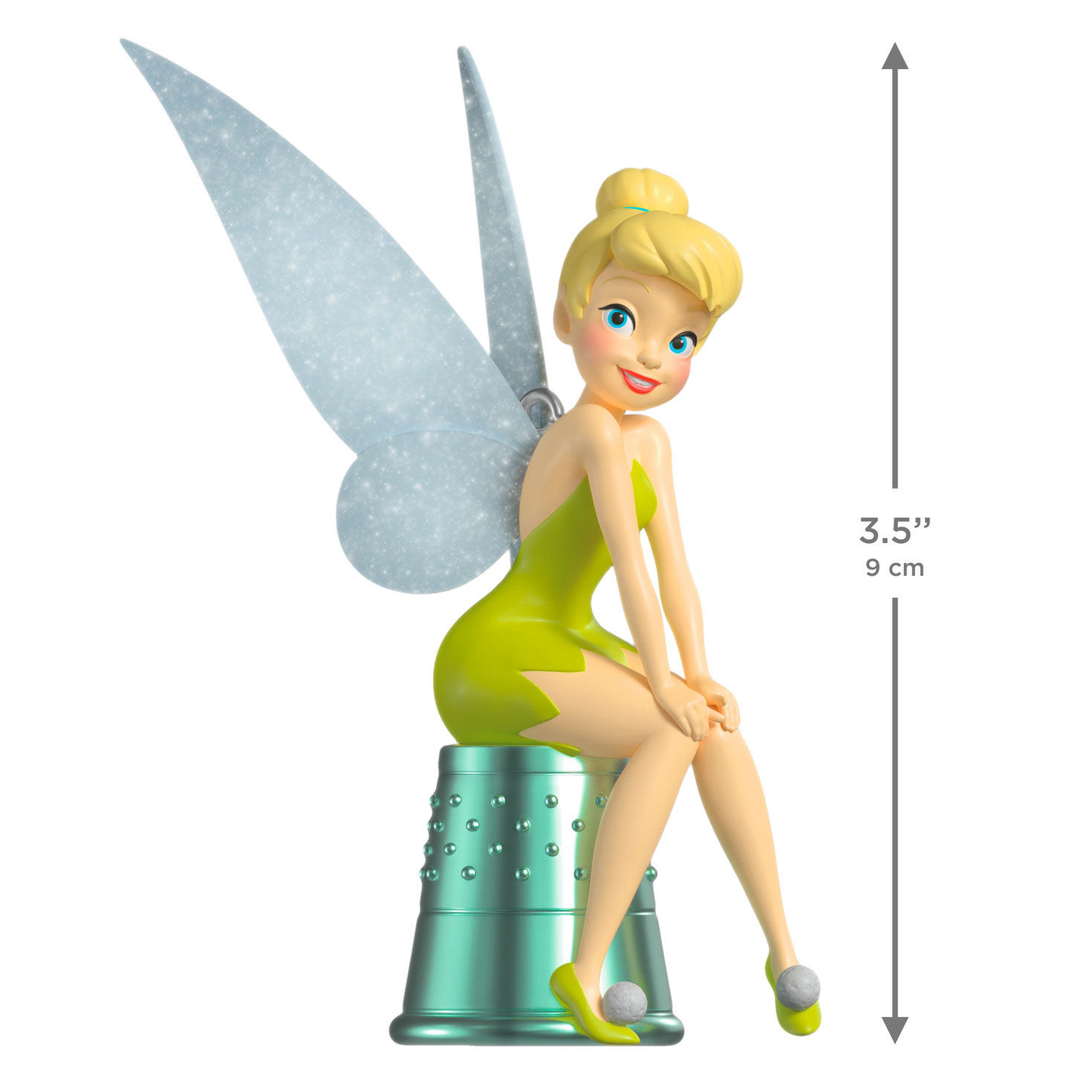 Tinker Bell on Thimble Keepsake Ornament measurement image number 3
