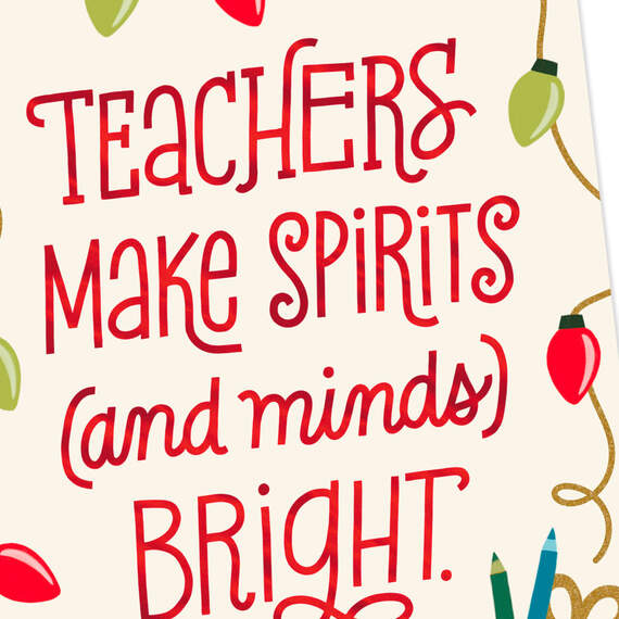 Bright Spirits and Minds Thank You Christmas Card for Teacher, , large image number 4