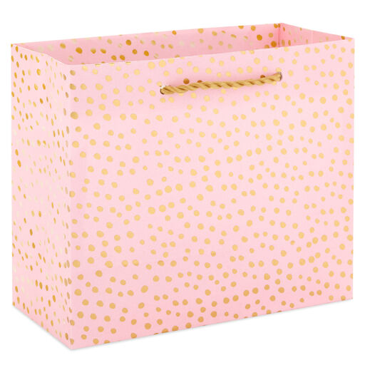 5.5" Gold Dots on Pink Small Horizontal Gift Bag, 