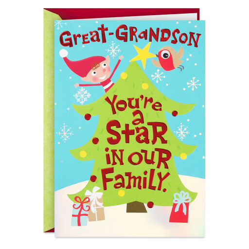 You're a Star Christmas Card for Great-Grandson, 