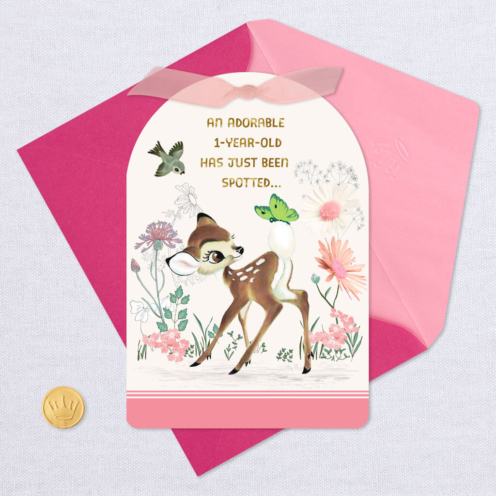 Disney Bambi Pink 1st Birthday Card Greeting Cards Hallmark