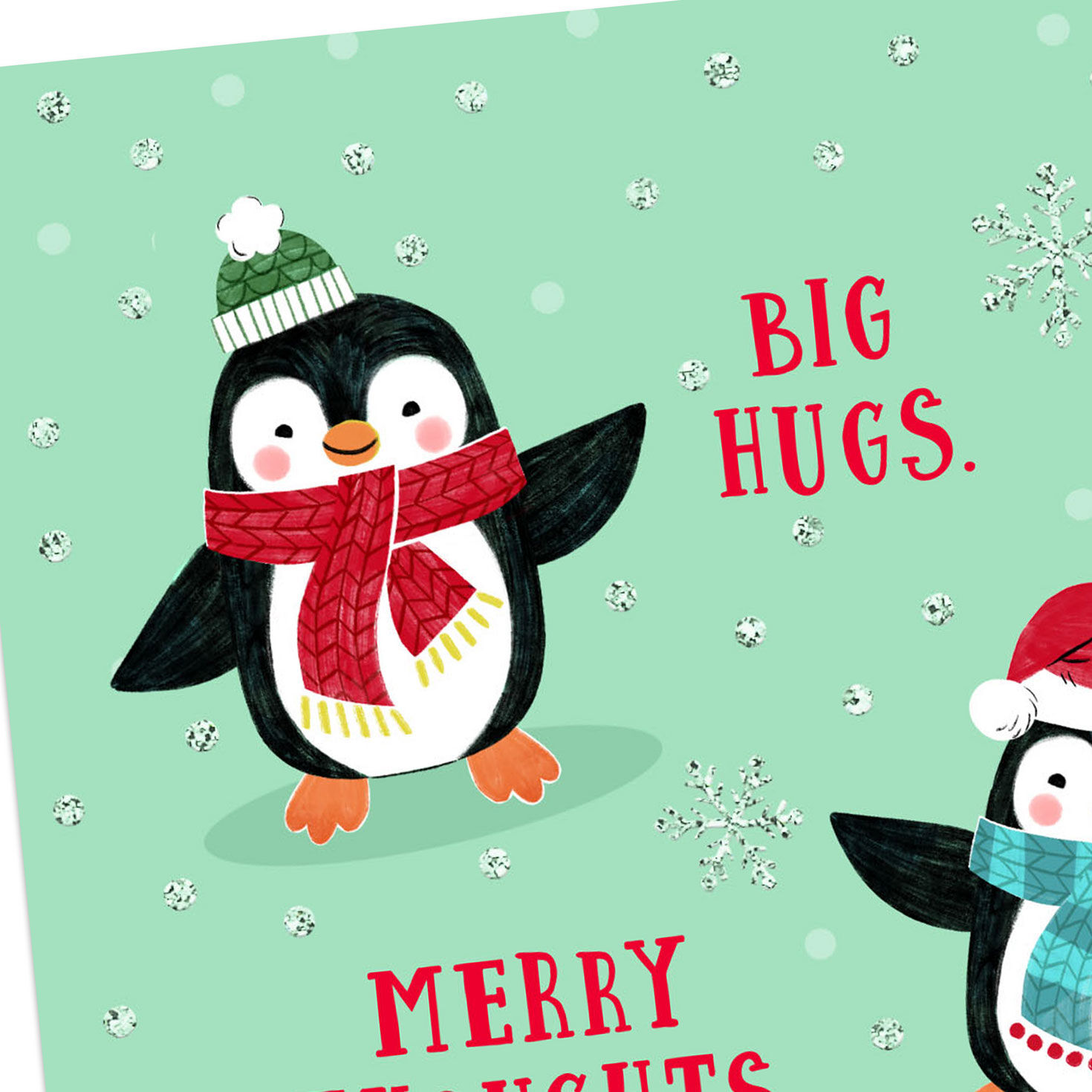 Penguins in Winter Attire Christmas Card Card Front Detail image number 4