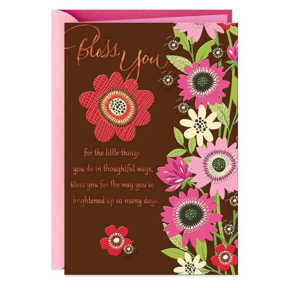 Bright Flowers Bless You Religious Thank-You Card, , large image number 1