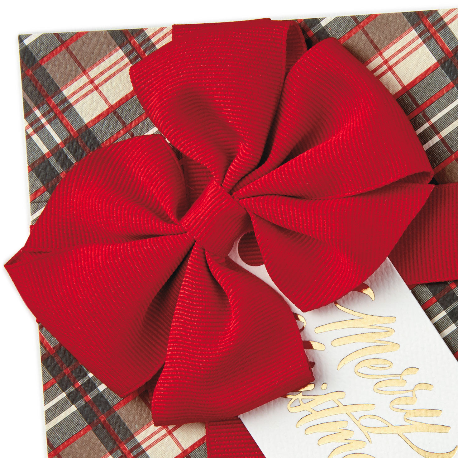 Tag on Red Plaid and Bow Christmas Card Card Front Detail image number 4