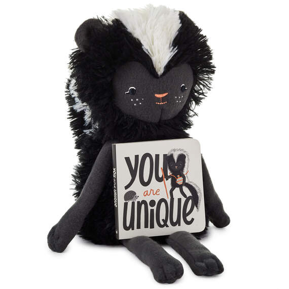 MopTops Skunk Stuffed Animal With You Are Unique Board Book, , large image number 1