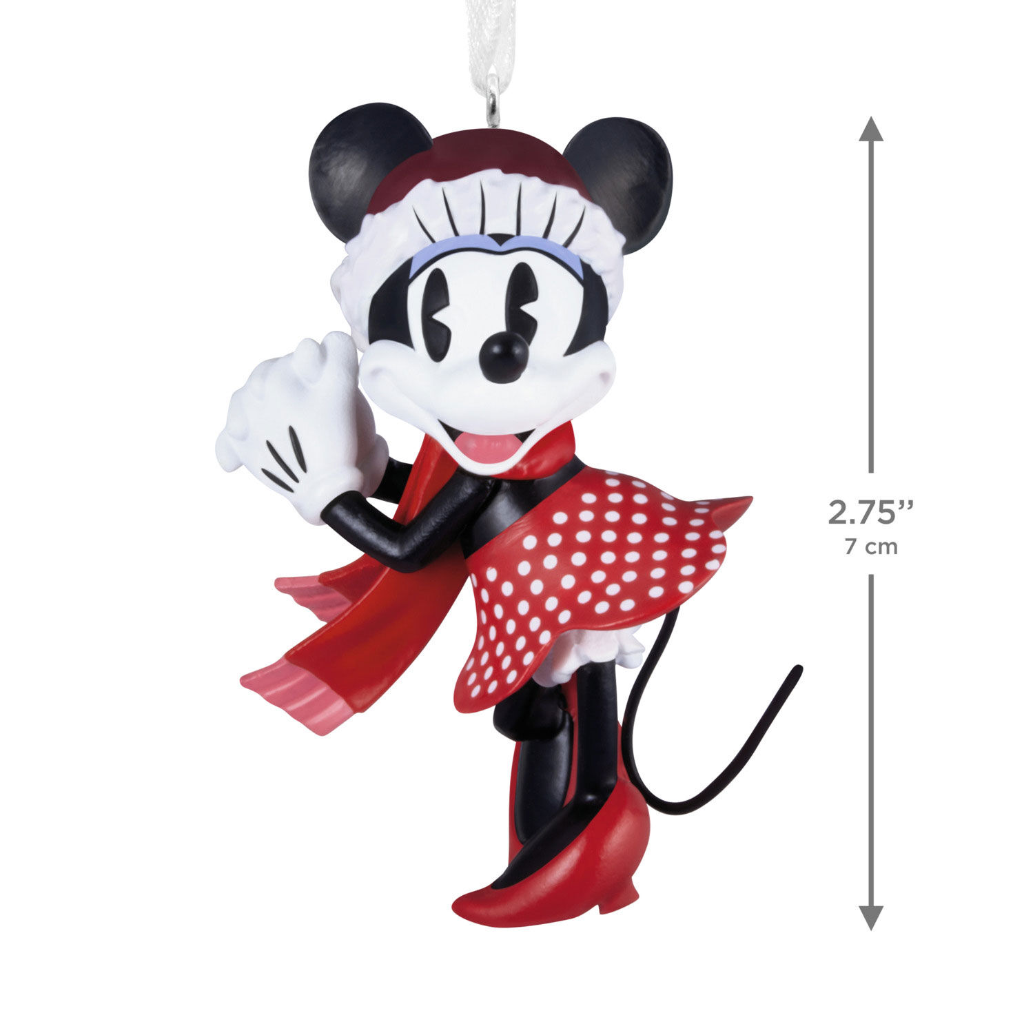Festive Minnie Mouse Christmas Ornament measurement image number 3