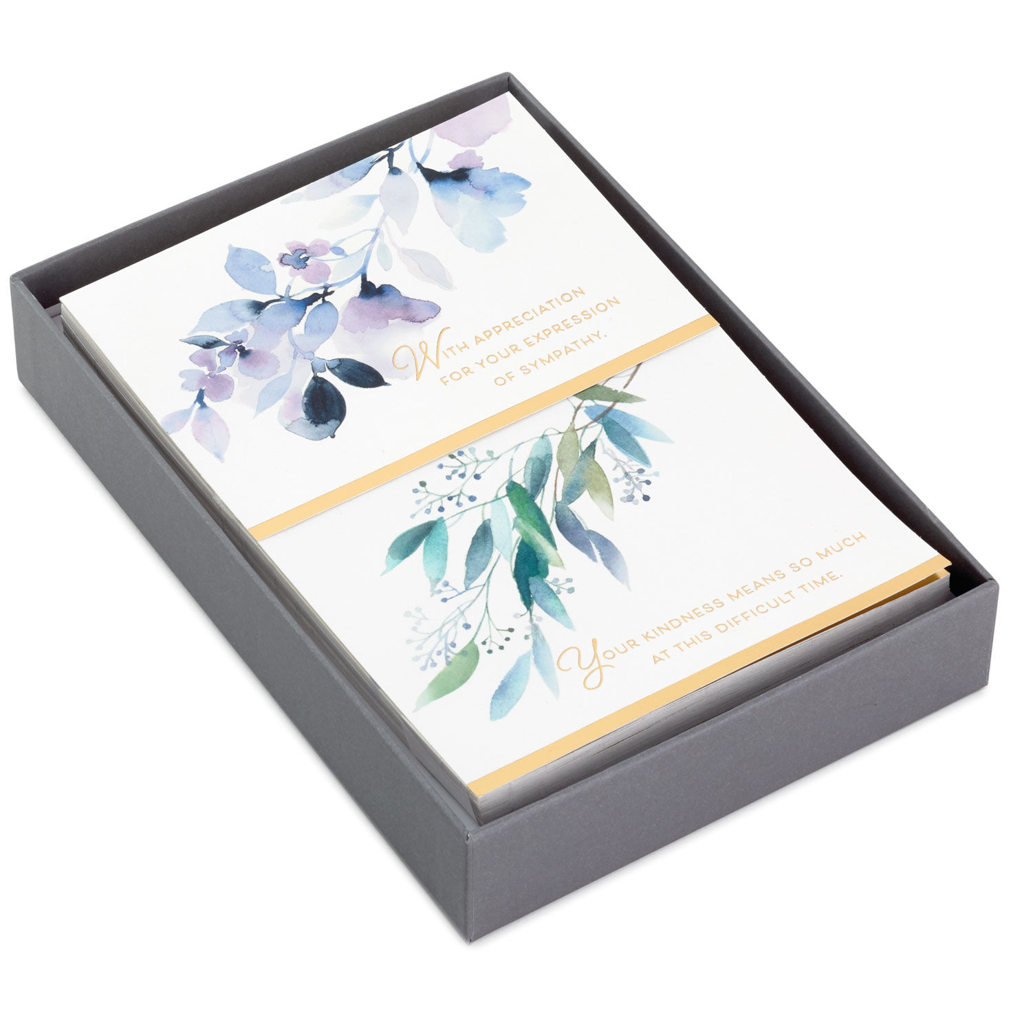 Watercolor Flowers Hallmark Funeral Thank You Cards Assortment 50 Thank You for Your Sympathy Cards with Envelopes