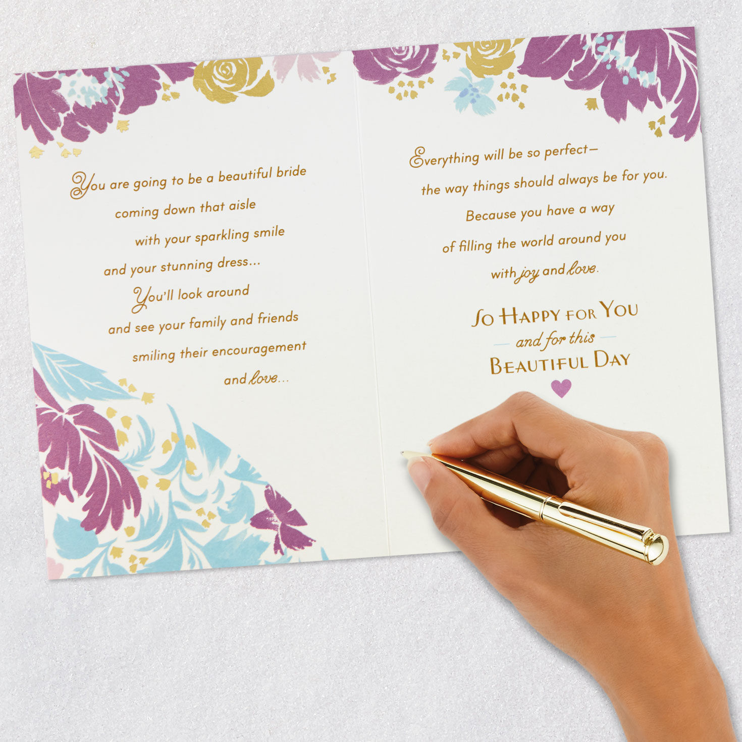 Bride in Floral Dress Daughter Wedding Card  image number 7