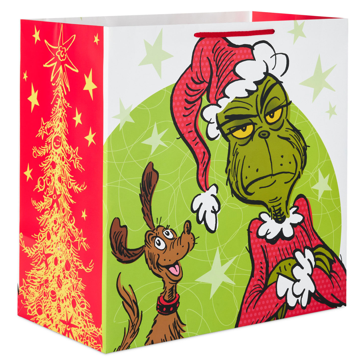 15" Dr. Seuss's How the Grinch Stole Christmas!™ Grimacing Grinch Extra-Deep Christmas Gift Bag