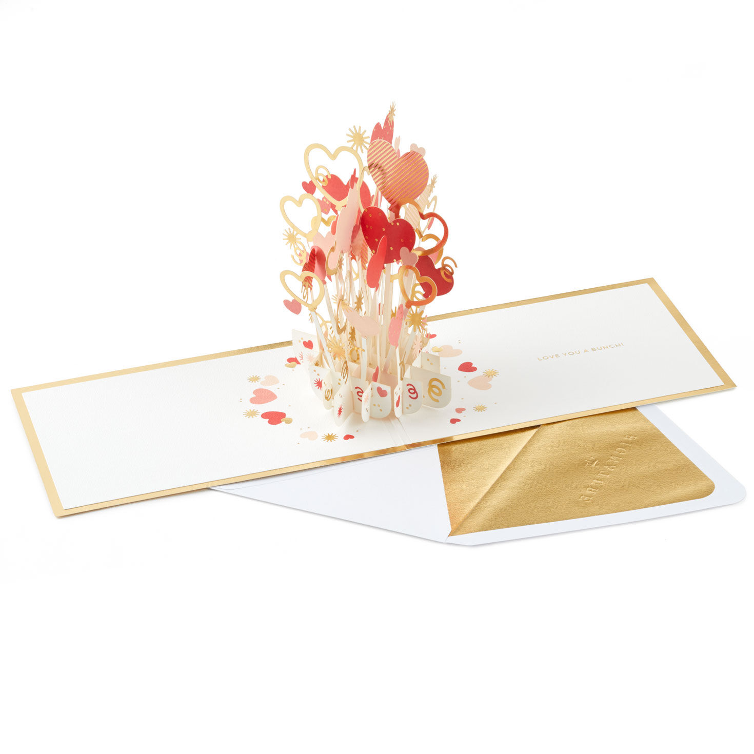 Love You Heart Bouquet 3D Pop-Up Valentine's Day Card Open card with envelope image number 2