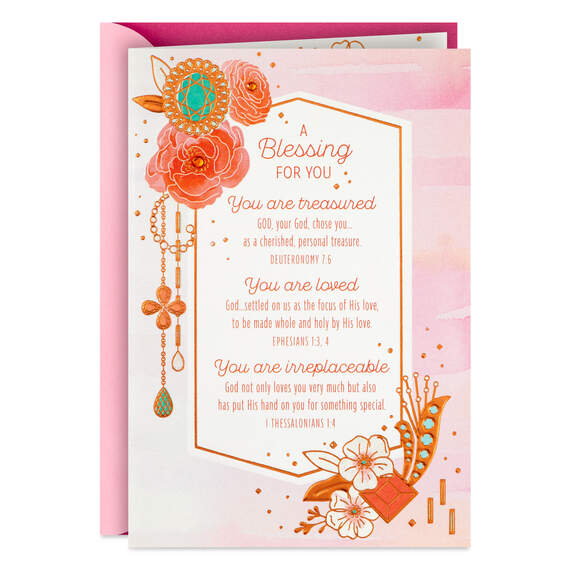 You Are Treasured and Loved Religious Birthday Card, , large image number 1