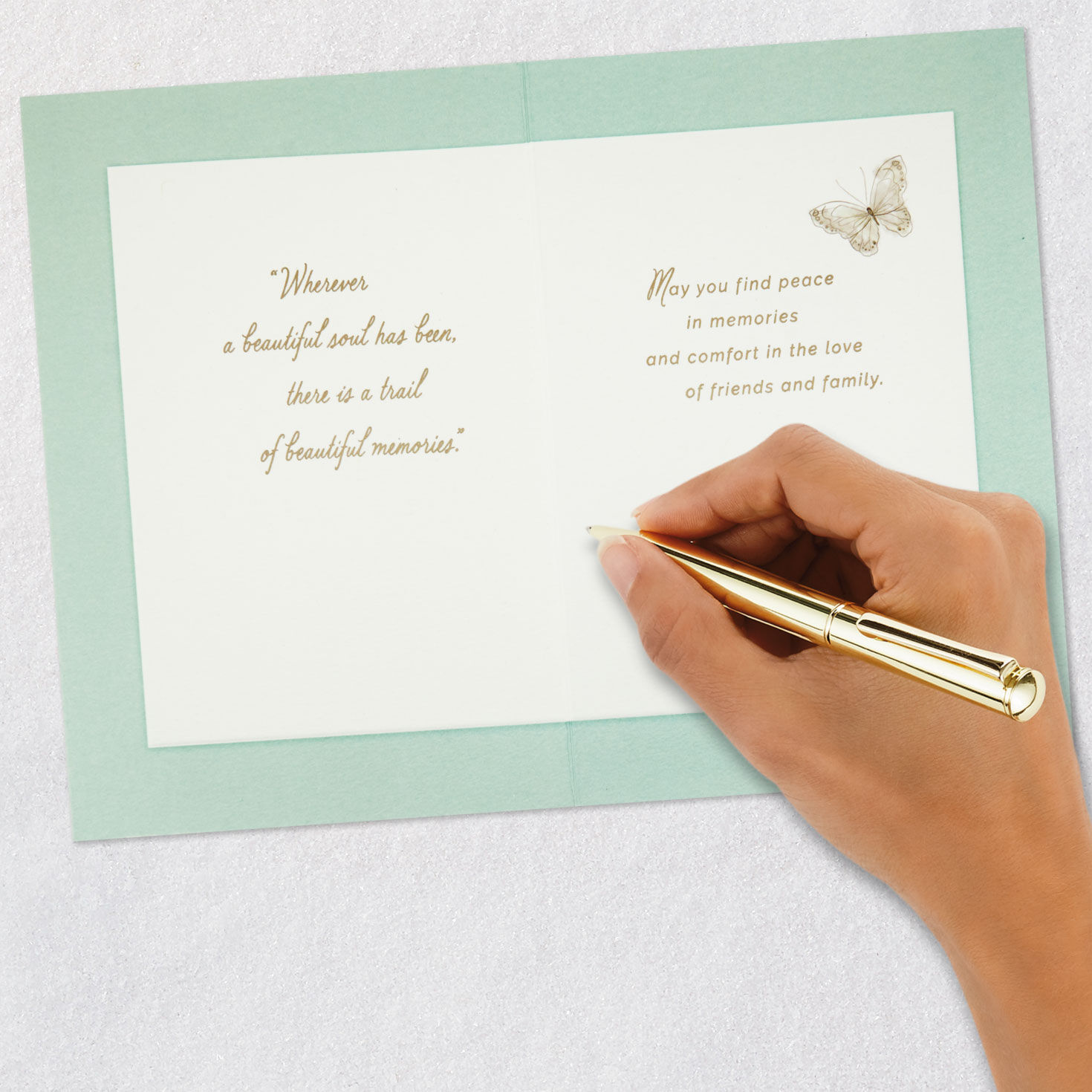 Gold Butterflies Sympathy Card Signing card image number 7