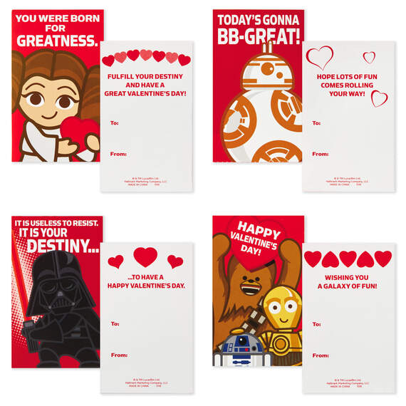 Star Wars™ Kids Classroom Valentines Set With Cards, Stickers and Mailbox, , large image number 2