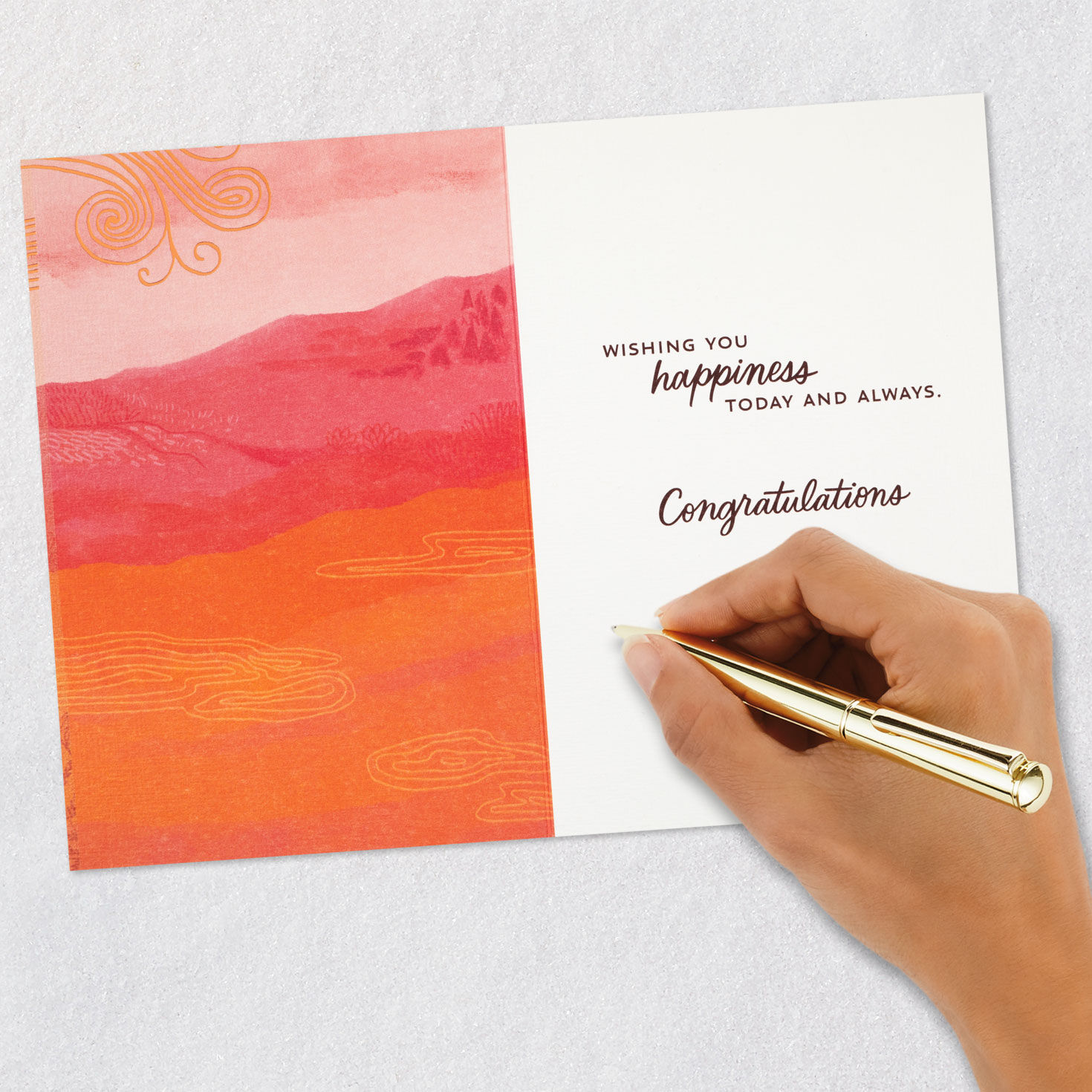 Pink and Orange Ombre Landscape Graduation Card Signing card image number 6