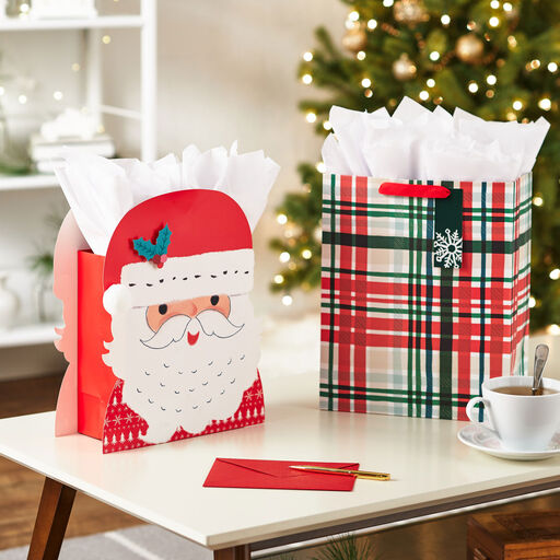 9.6" Die-Cut Santa Claus Medium Christmas Gift Bag, 