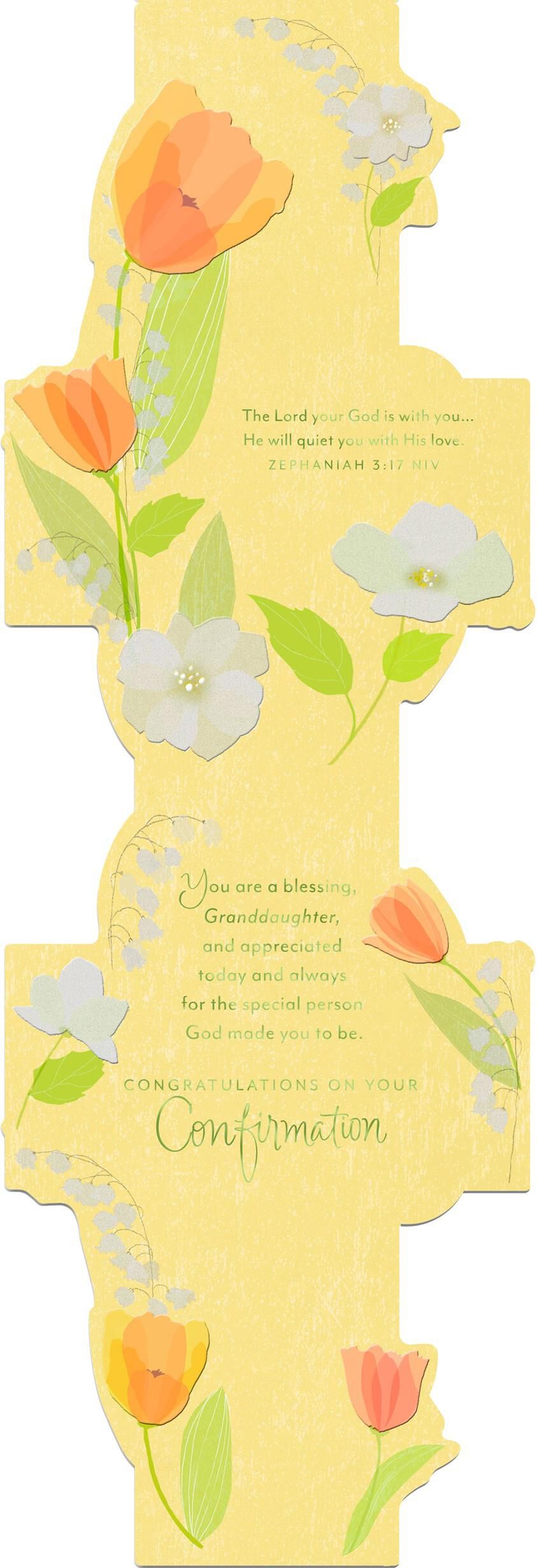 Tulip Flowers and Cross Confirmation Card for Granddaughter