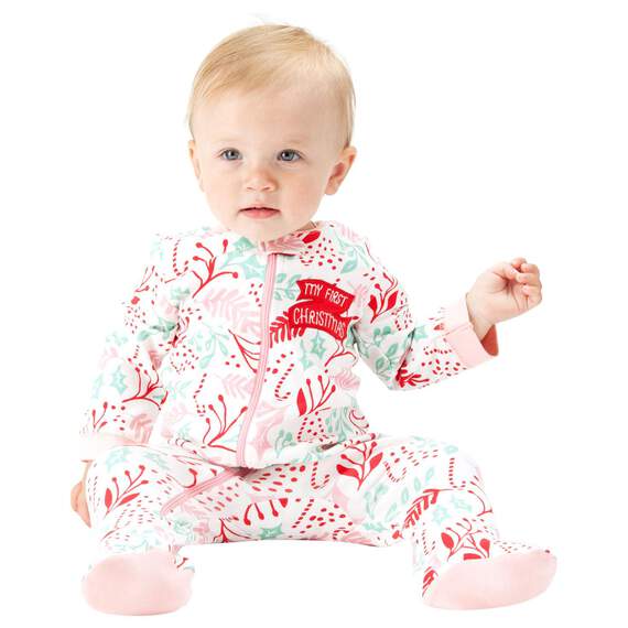 Holiday Sleeptime One-Piece Holly, 3-6 Months, , large image number 3