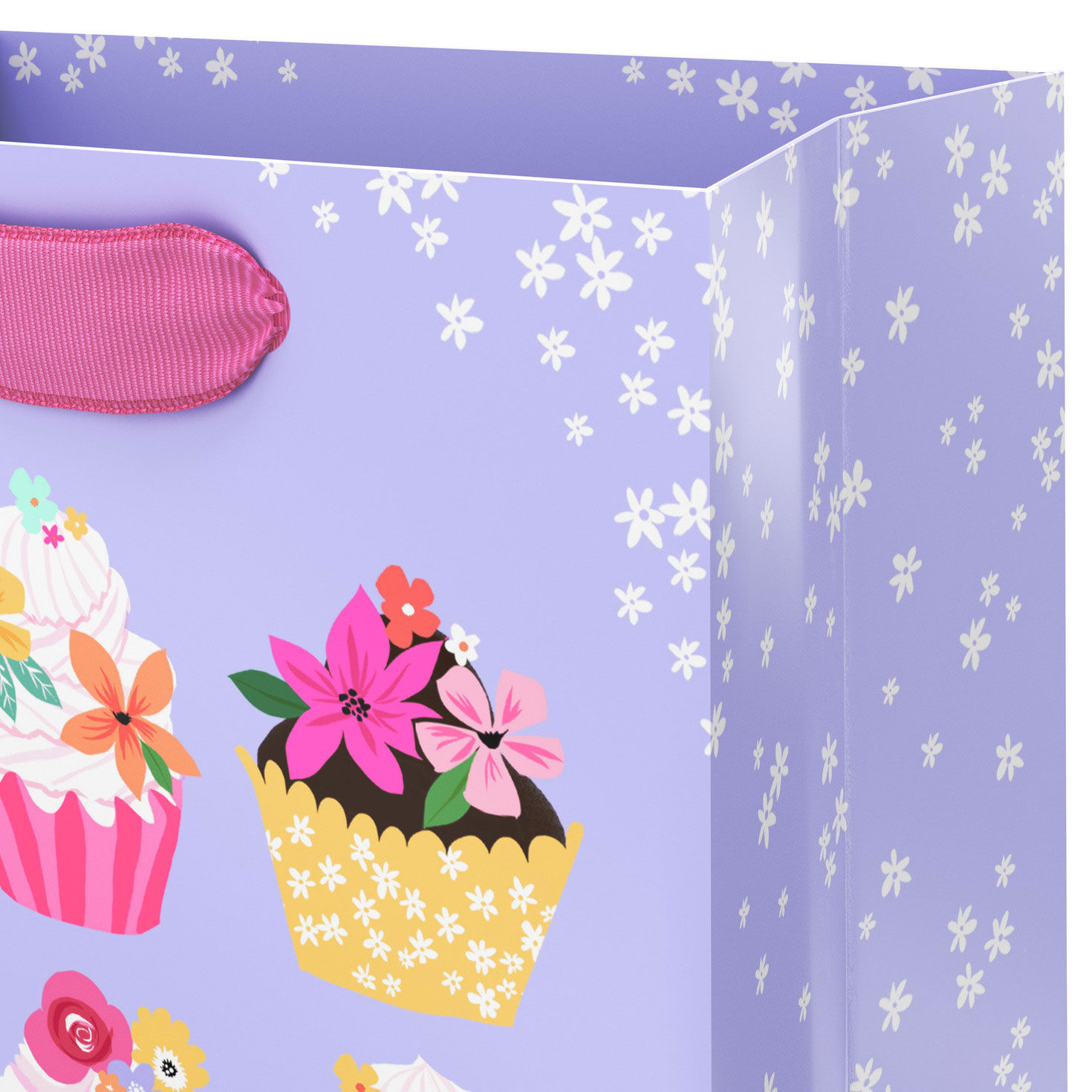 Spanish Language Cupcakes Small Lavender Gift Bag Handle Detail image number 4