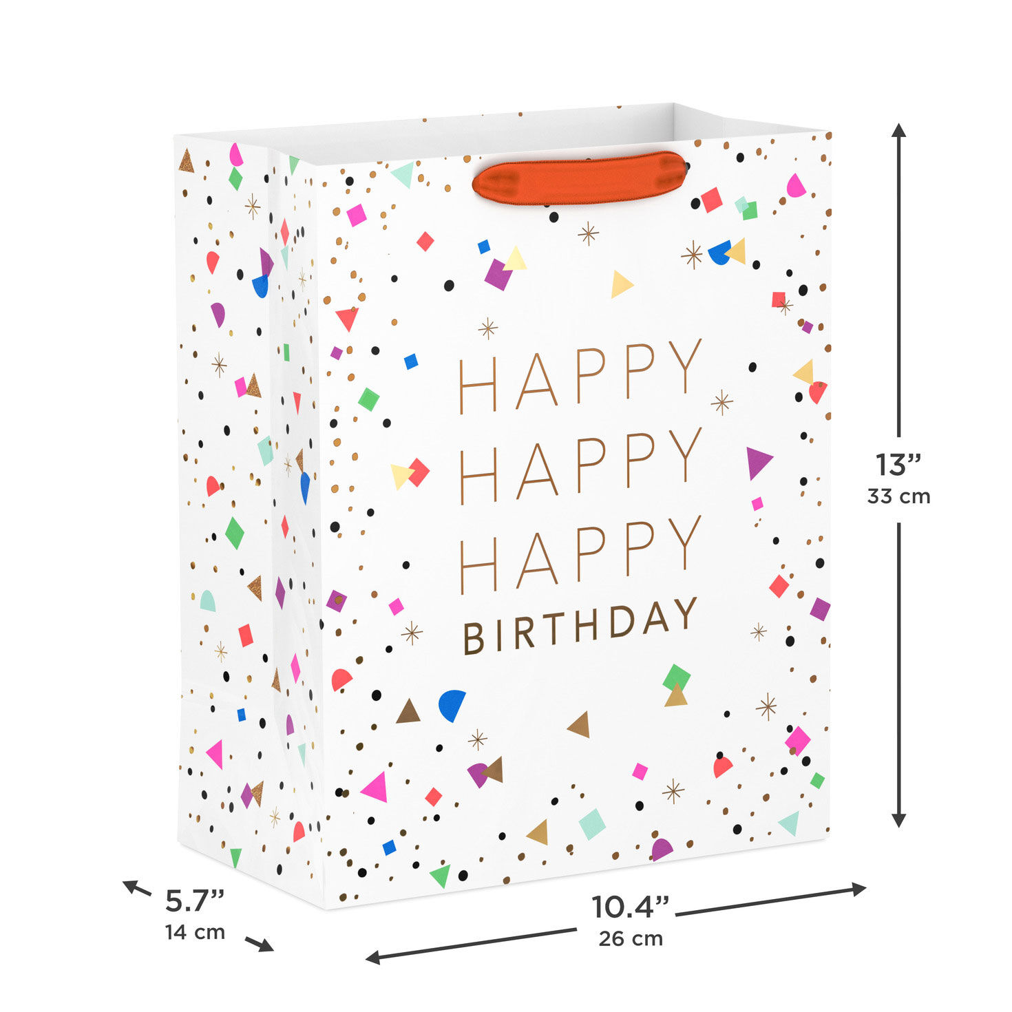Happy Birthday Lettering and Confetti Large Bag measurement image number 3