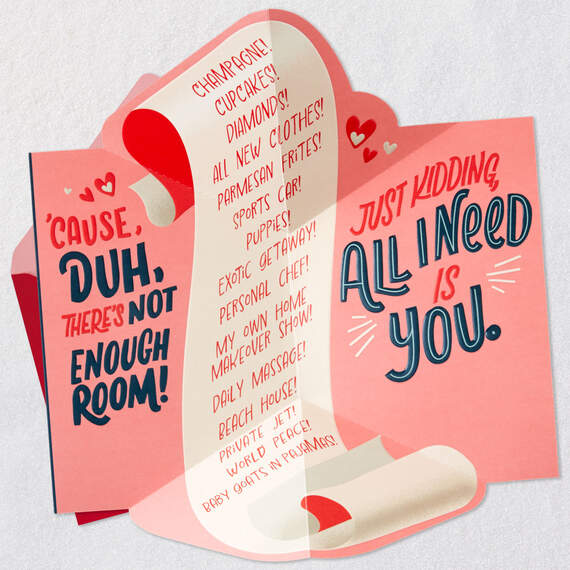 All I Need Is You Funny Pop-Up Valentine's Day Card for Husband, , large image number 4