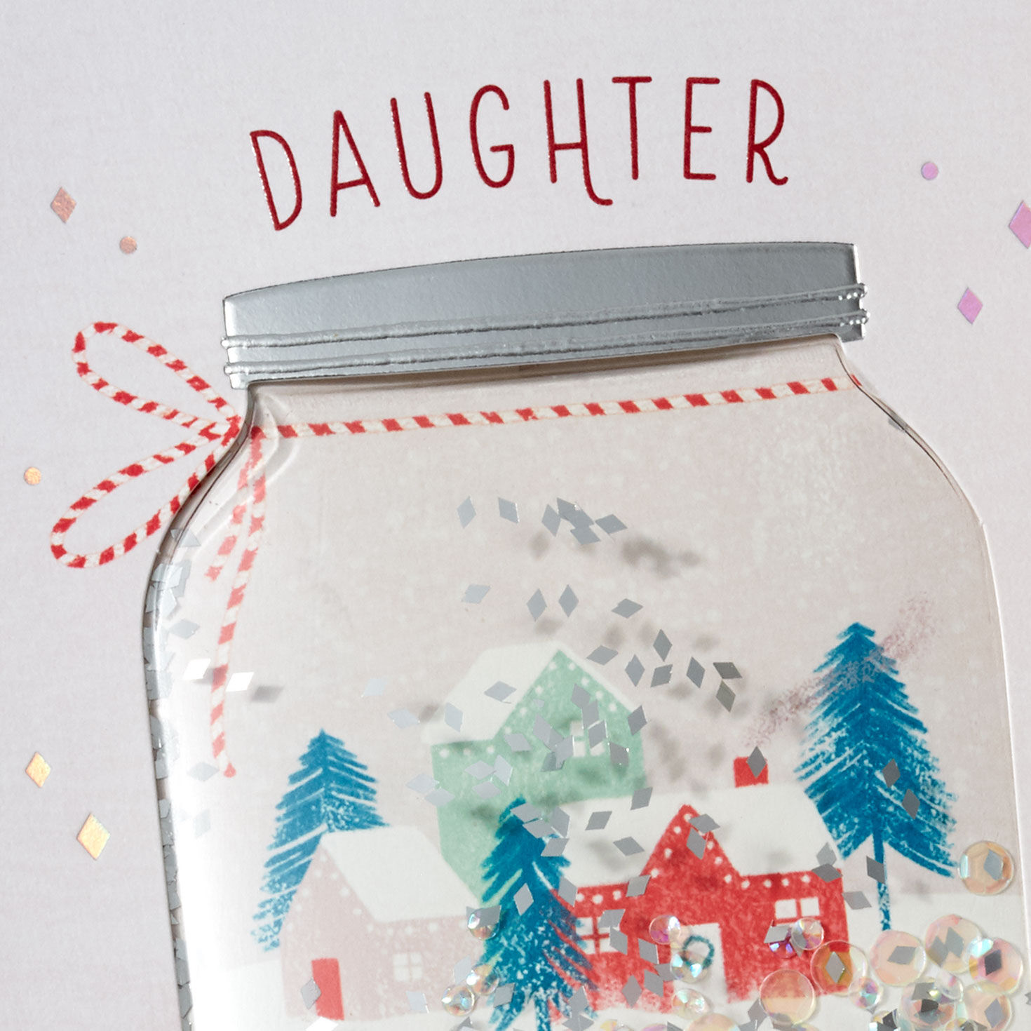 Snow Globe Confetti Shaker Daughter Christmas Card Card Front Detail image number 5