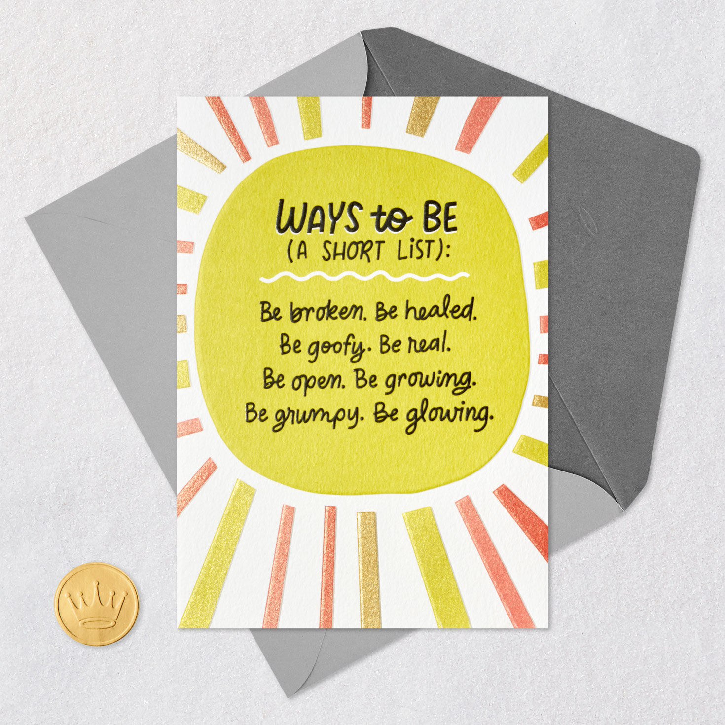 Sun Rays Encouragement Card Card Front with Envelope and Gold Seal image number 6