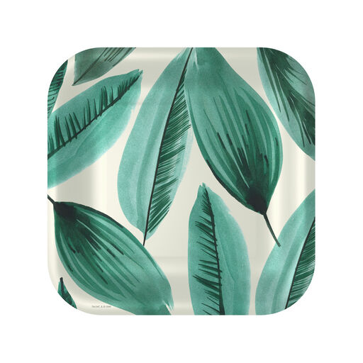Palm Leaves Print Square Dinner Plates, Set of 8, 