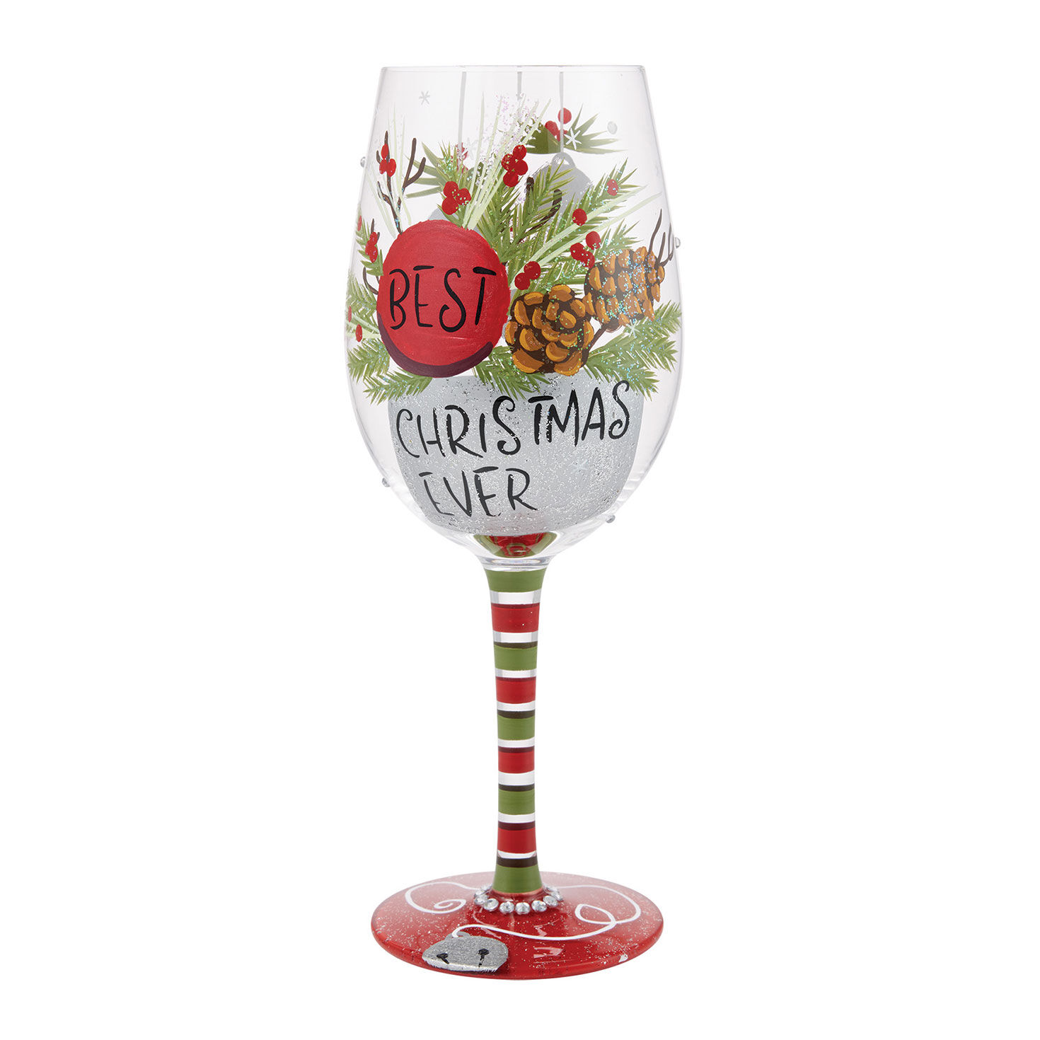 Lolita Best Christmas Ever Handpainted Wine Glass, 15 oz.