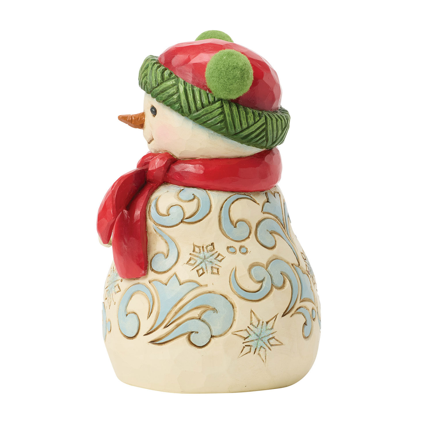 Snowman Red and Green Pom-Pom Hat Jim Shore Statue side image number 3