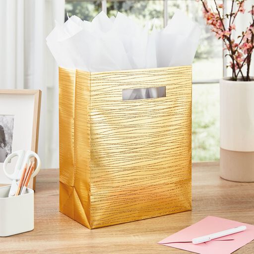 13" Glittered Stripes Gift Bag, 