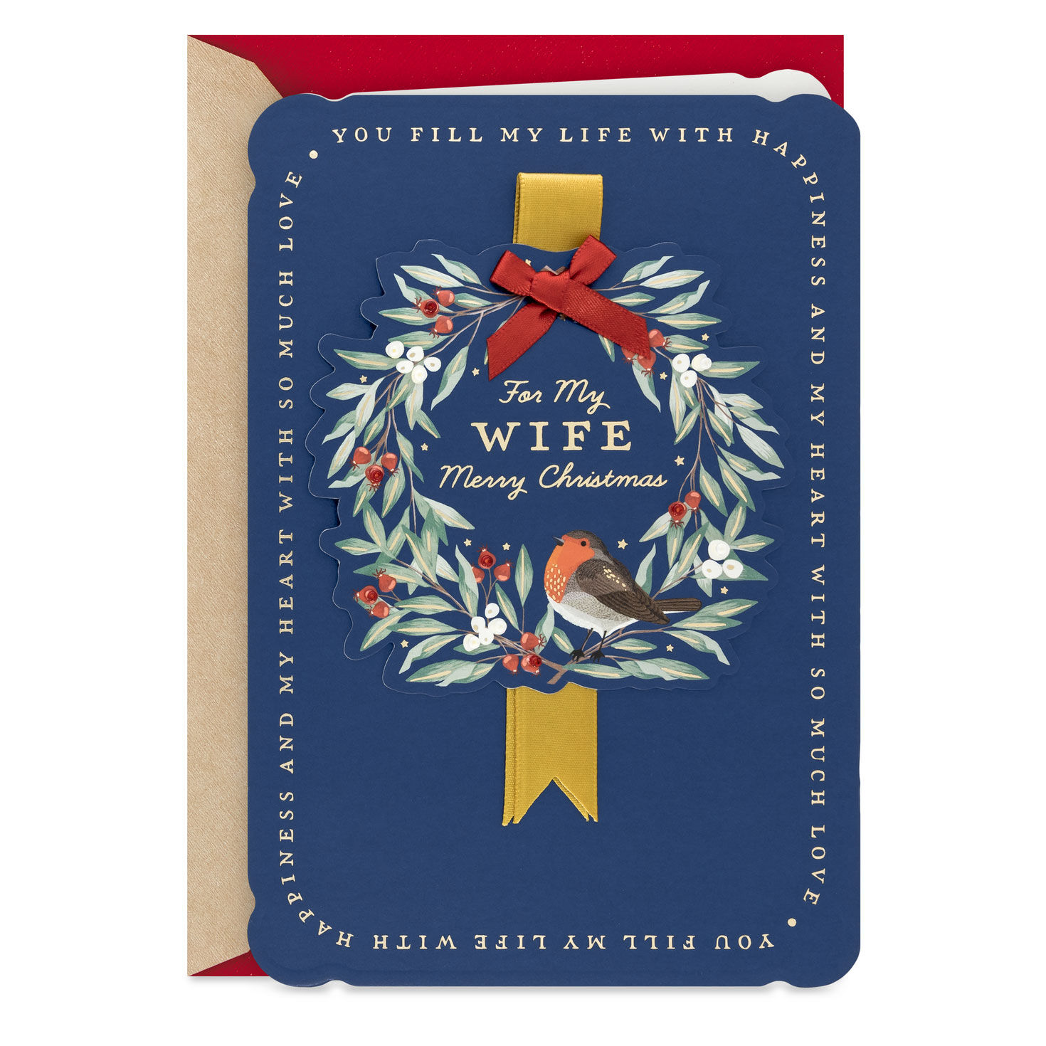 You Fill My Life With Happiness Romantic Christmas Card for Wife
