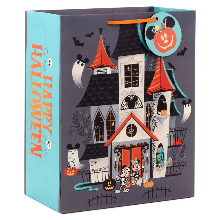 13" Disney Mickey and Minnie Haunted House Large Halloween Gift Bag