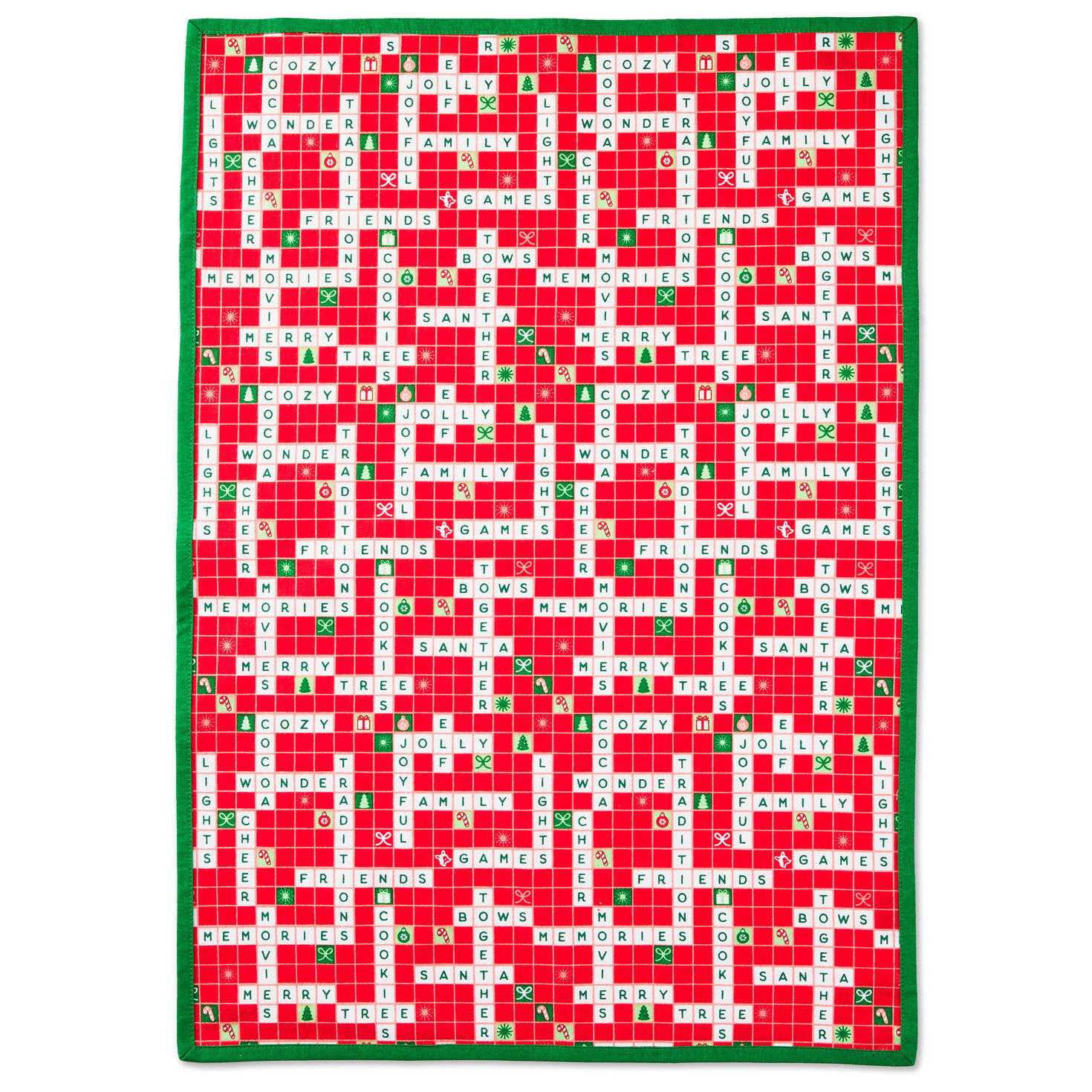 Christmas Crossword Puzzle Tea Towel, 18x26