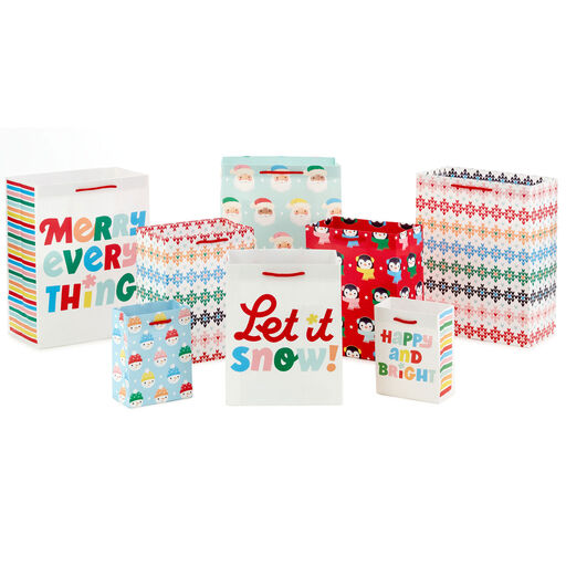 Colorful and Cute 8-Pack Assorted Christmas Gift Bags, 