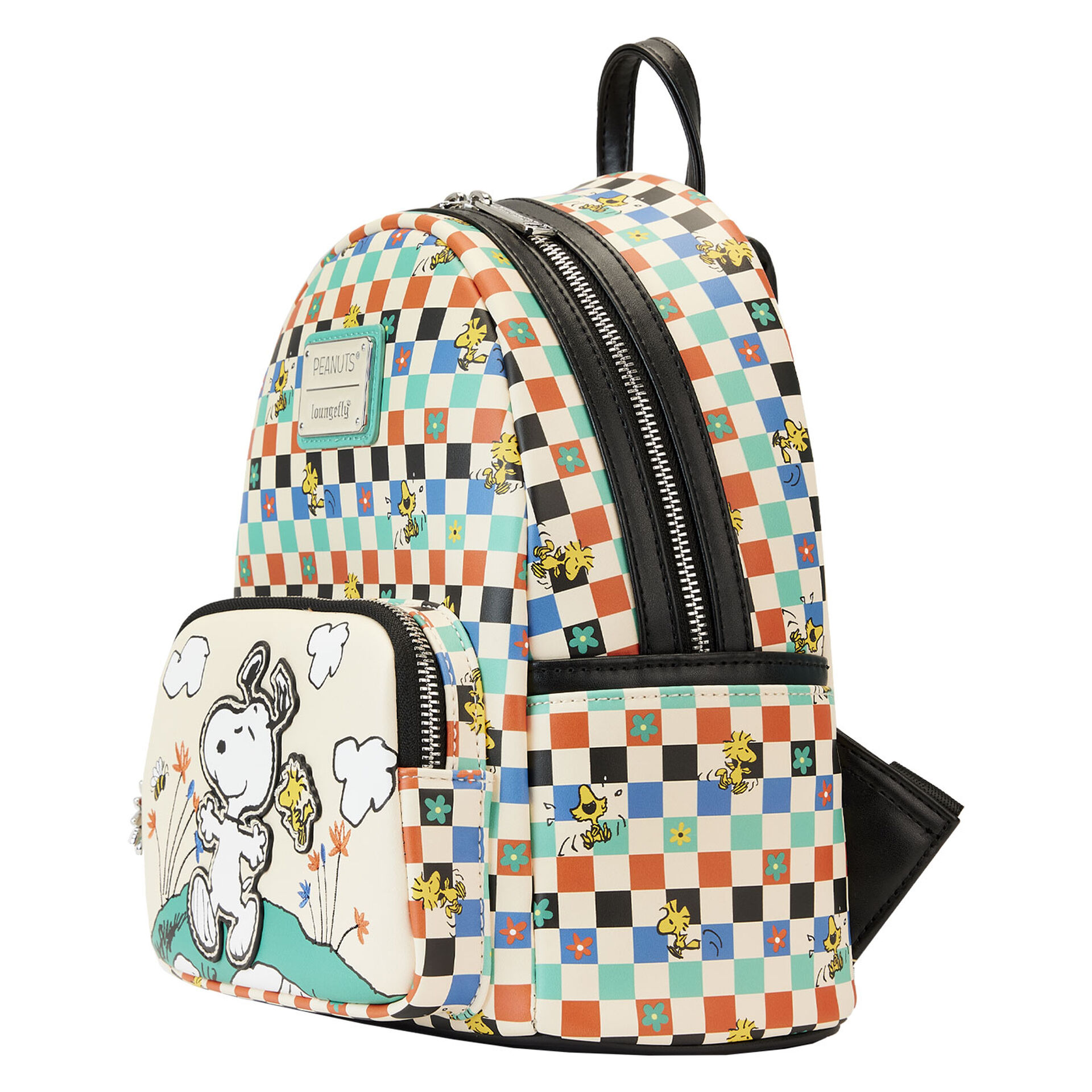 Loungefly Peanuts Snoopy and Woodstock Checkered Mini Backpack