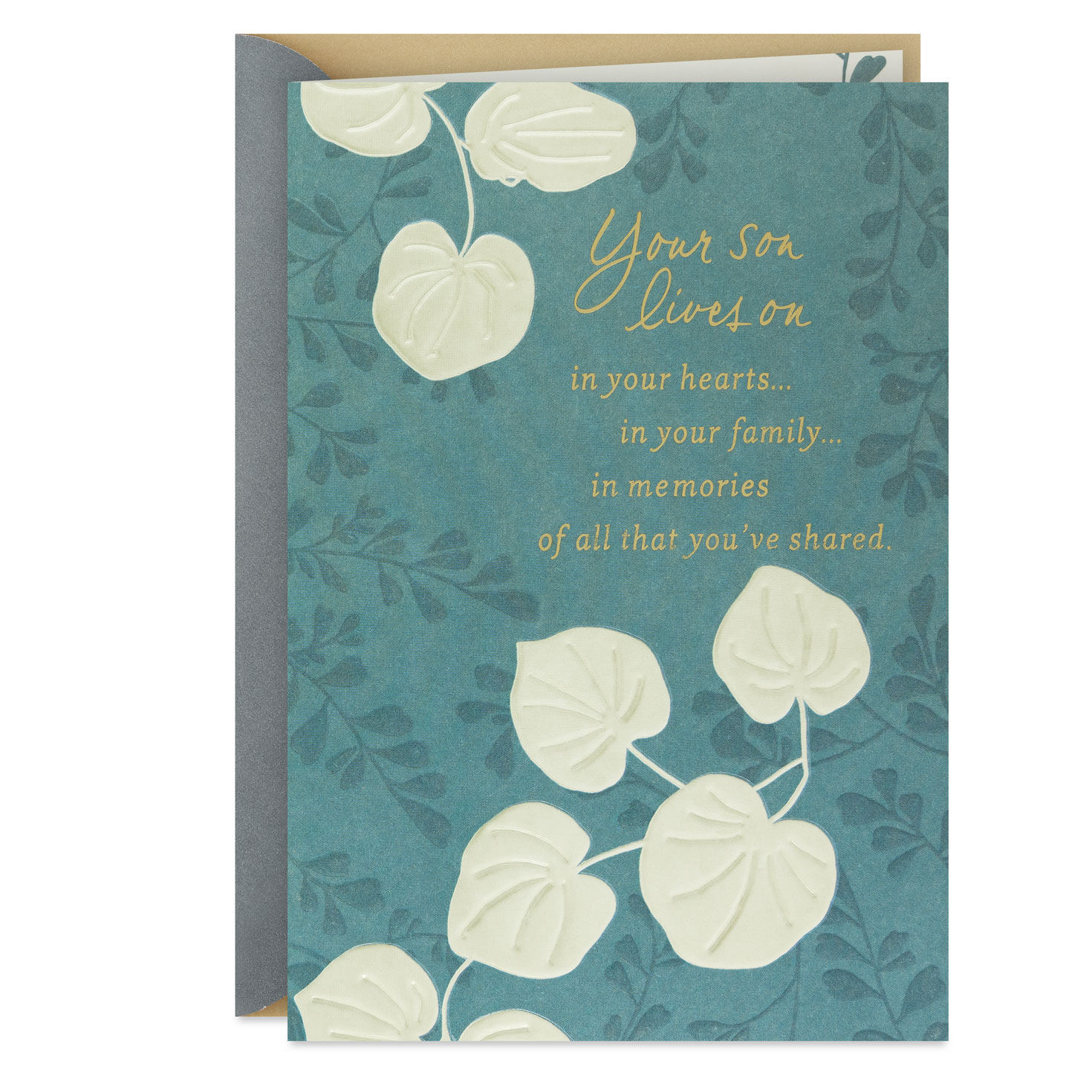 He Lives On in Your Hearts, Family and Memories Sympathy Card for Loss of Son