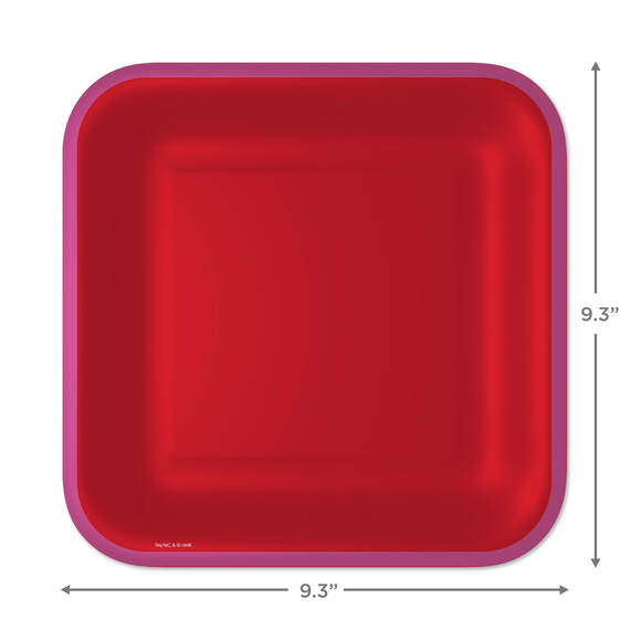Red With Pink Edge Square Dinner Plates, Set of 8, , large image number 3