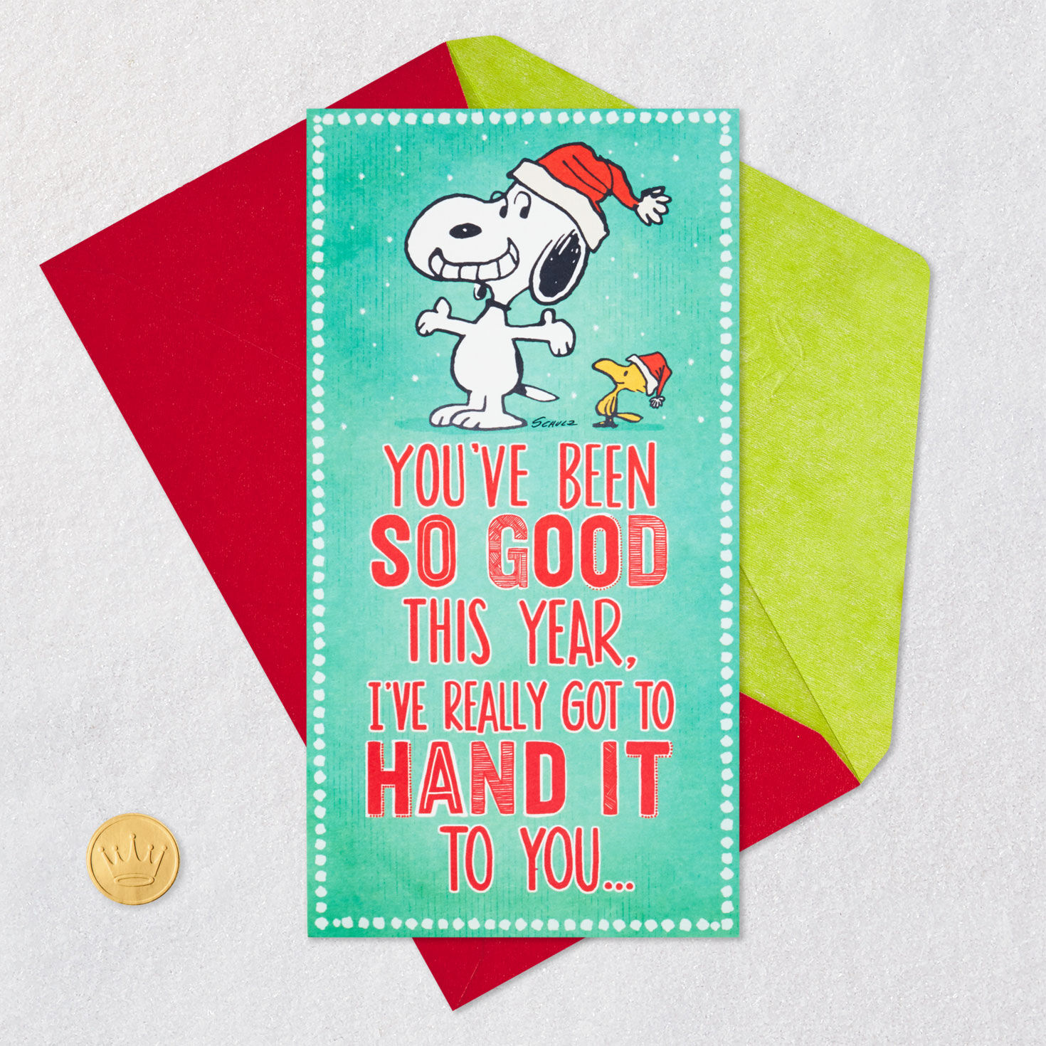 Snoopy and Woodstock Holiday Gift Card Holder Card with envelope and Seal image number 6