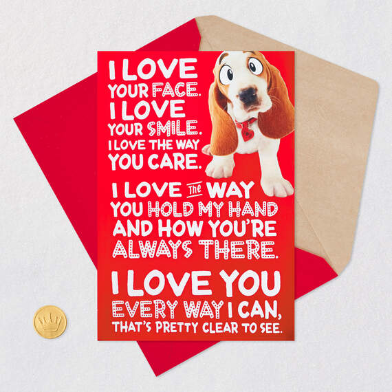 Cute Dog Love You Funny Romantic Pop-Up Valentine's Day Card, , large image number 5